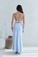 Love And Desire Satin-Maxikleid Blau