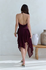 Starry Dreams Neckholder-Minikleid aus Mesh Burgunderrot