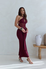 Taste Of Luxe Neckholder-Maxikleid aus Mesh, Burgund