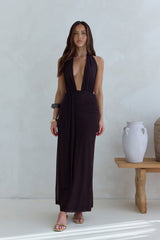 Make Your Mark Neckholder-Maxikleid aus Mesh Braun