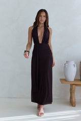Make Your Mark Neckholder-Maxikleid aus Mesh Braun
