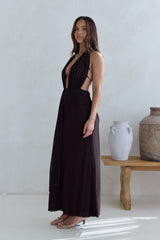 Make Your Mark Neckholder-Maxikleid aus Mesh Braun