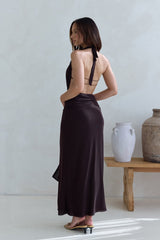 Make Your Mark Neckholder-Maxikleid aus Mesh Braun