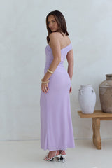 Dahlia One-Shoulder-Maxikleid aus Mesh, Flieder