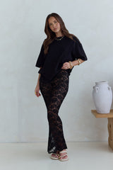 Date In Soho Transparenter Spitzen-Maxirock Schwarz