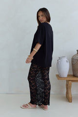 Date In Soho Transparenter Spitzen-Maxirock Schwarz