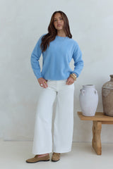 Winterflucht Strickpullover Blau