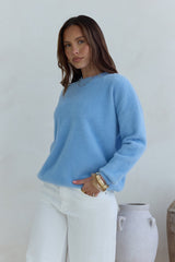 Winterflucht Strickpullover Blau