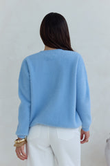 Winterflucht Strickpullover Blau