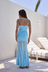 Next To You Mesh Maxikleid Blau