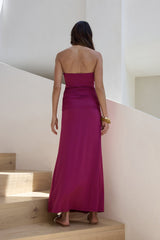 Süße Serenade Trägerloses Maxikleid Pflaume