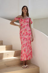 Aurora Skies Off-Shoulder Maxikleid Pink