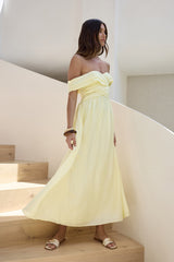 Hidden Treasures schulterfreies Maxikleid Gelb