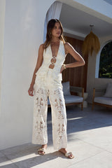 Traum-Spitzen-bestickte Hose Creme