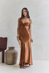 Satin-Maxikleid „Eyes Of Night“ Kupfer