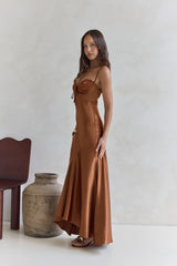 Satin-Maxikleid „Eyes Of Night“ Kupfer