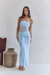 Remember The Days Trägerloses Mesh-Maxikleid Blau