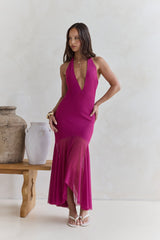 No Reason Mesh Neckholder Maxikleid Pflaume