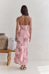 Flickering Flames Mesh Maxikleid Rosa