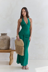 Mesh-Neckholder-Maxikleid „Dive In“ Grün