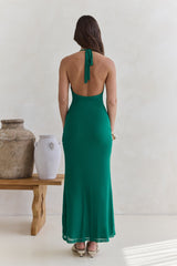 Mesh-Neckholder-Maxikleid „Dive In“ Grün
