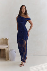 Scenic Dreams Mesh Off-Shoulder Maxikleid Navy
