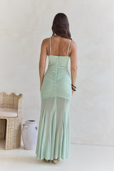 Next To You Mesh Maxi Dress Salbeigrün
