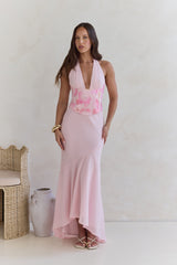Cross The Seas Neckholder Maxikleid Pink