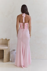 Cross The Seas Neckholder Maxikleid Pink