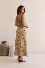 On The Sky Lace Polka Dot Maxikleid Braun