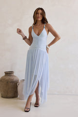 Call Me Later Mesh Maxikleid Blau