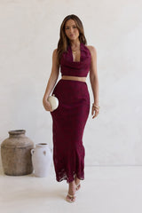 She's The Flame Neckholder-Croptop Weinrot