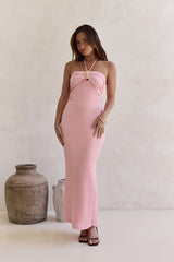 Karmic Blessing Trägerloses Neckholder-Maxikleid Rosa