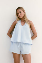 Evelyn Halterneck-Top Blau