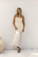 Liebes Valentine trägerloses Maxikleid Creme