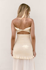 Liebes trägerloses Maxikleid Creme