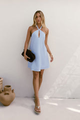 Deep Down Neckholder-Minikleid Blau