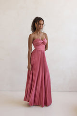 Decades Ago Plissee trägerloses Maxikleid Rose