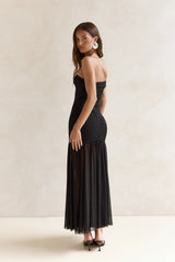 Serene Twilights One-Shoulder-Maxikleid aus Mesh, Schwarz