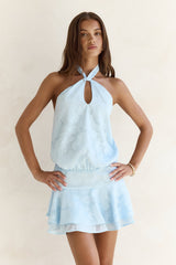 Geblümtes Neckholder-Minikleid „Haven“ in Blau