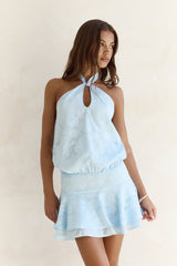 Geblümtes Neckholder-Minikleid „Haven“ in Blau