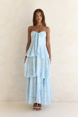 Trägerloses Maxikleid „Know Your Heart“ in Blau