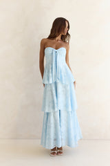 Trägerloses Maxikleid „Know Your Heart“ in Blau