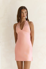 Higher And Higher Satin Neckholder-Minikleid Orange