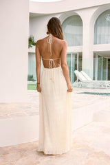 Different Dreams Neckholder Maxikleid Creme