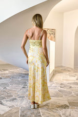 Hauptfigur Satiniertes Maxi-Kleid Gelb