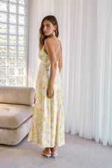 Main Attraction Satin-Maxikleid Gelb