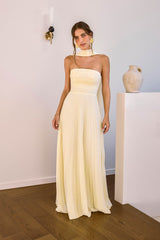 Rosewater Roads Trägerloses Maxikleid Gelb