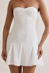 Daydream Diaries Trägerloses Minikleid Off-White