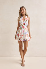 Wildblumen Neckholder-Minikleid Multi